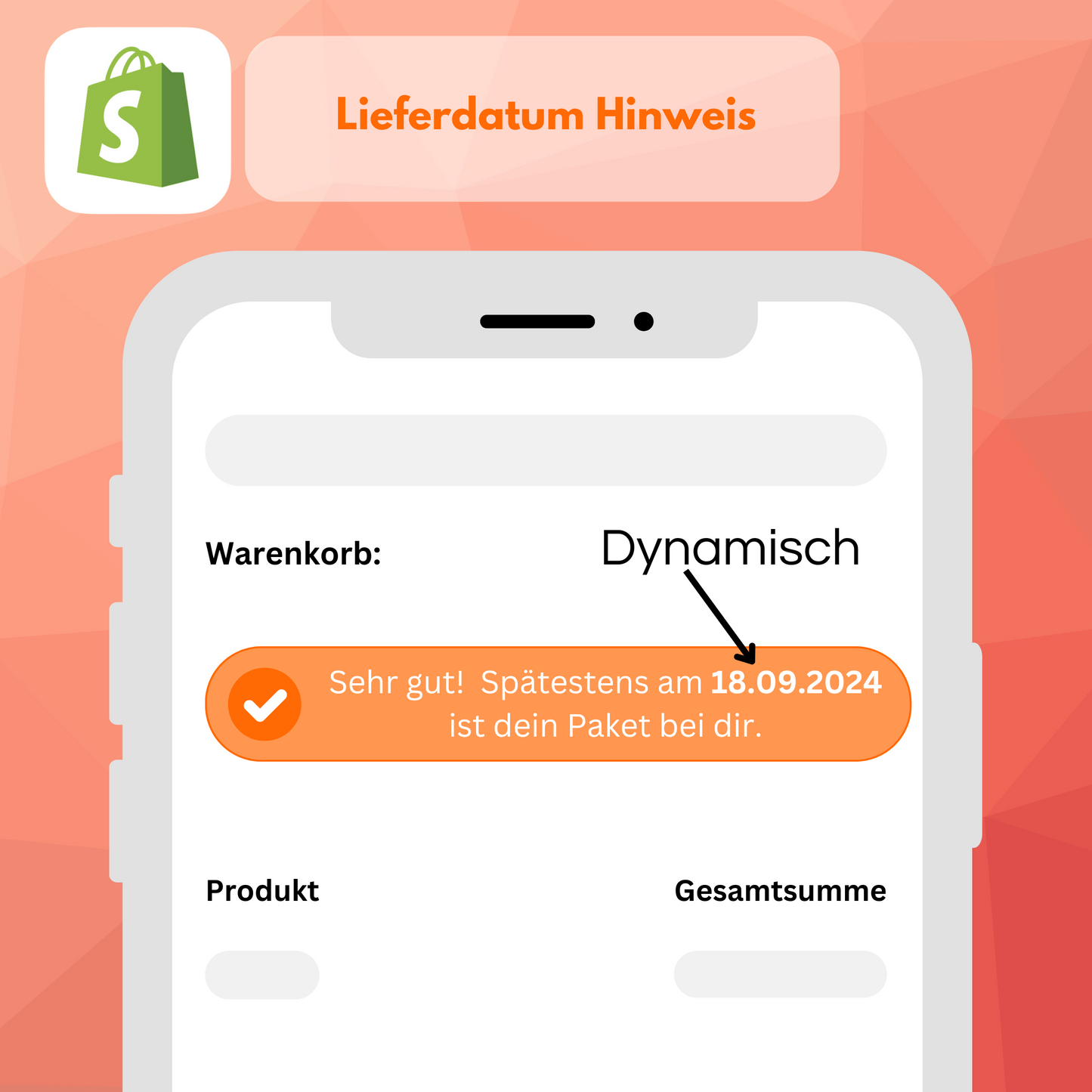 Lieferdatum Hinweis Shopify